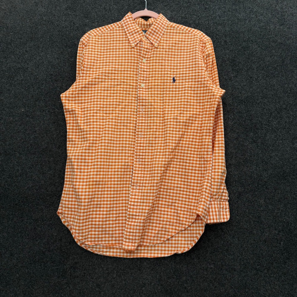 Polo Ralph Lauren Mens Orange Gingham Button Down Shirt Classic Fit 90s 15 32/33